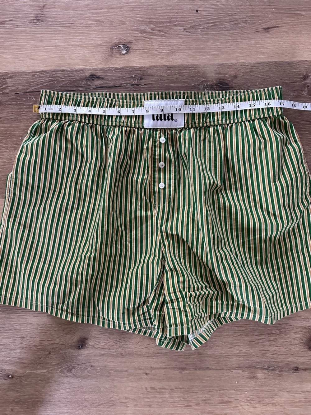Dressed in LALA Green and Cream Striped High-Waist Shorts - Picture 5 of 6